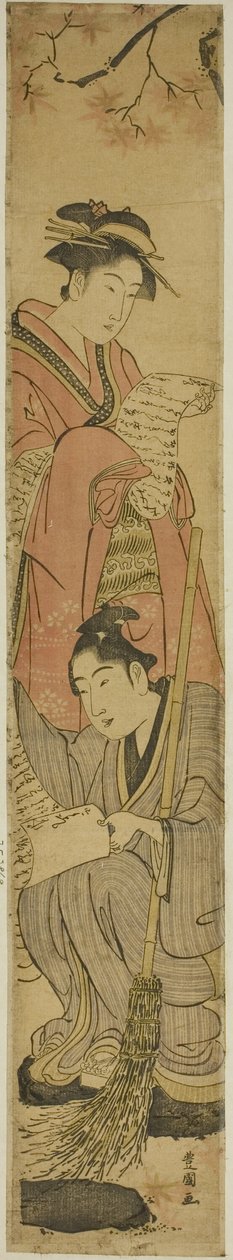 Giovane coppia come Kanzan e Jittoku da Utagawa Toyokuni I