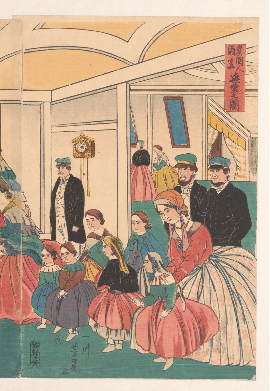 Stranieri si divertono durante un banchetto da Utagawa Yoshikazu