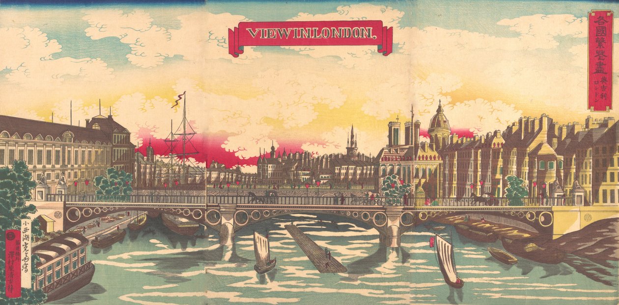 Veduta di Londra, la Prosperità dei Paesi: Londra, Inghilterra, settembre 1872 da Utagawa Yoshimori