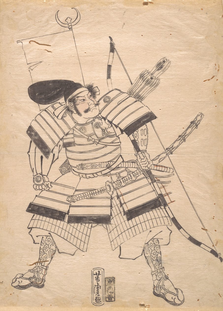 Disegno preparatorio per una stampa di guerriero da Utagawa Yoshitora