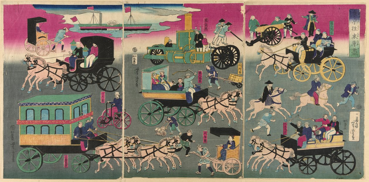 Veicoli per le strade di Tokyo (Tokyo orai kuruma zukushi) da Utagawa Yoshitora