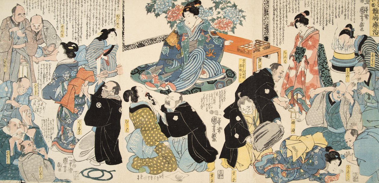 Scena dal Genji monogatari (Racconto di Genji) di Murasaki Shibuku (n. 978) c. 1860 da Utagawa and Toyokuni Kuniyoshi