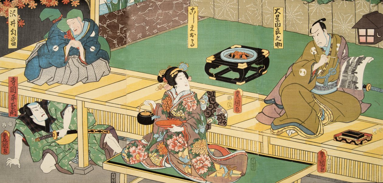 Scena dal Genji monogatari (Racconto di Genji) di Murasaki Shibuku (n. 978) c. 1860 da Utagawa and Toyokuni Kuniyoshi