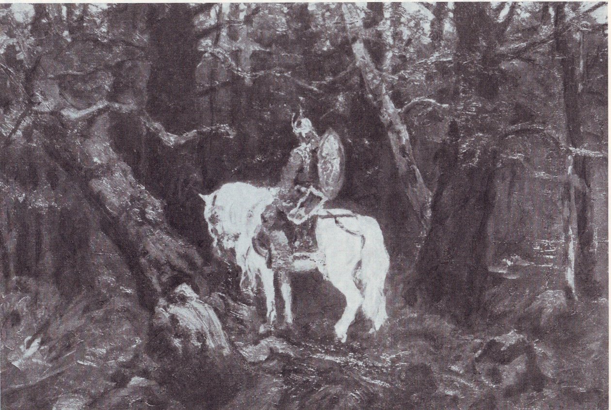 In contemplazione (Cavaliere a cavallo entra nella foresta oscura) da V.Vasnetsov
