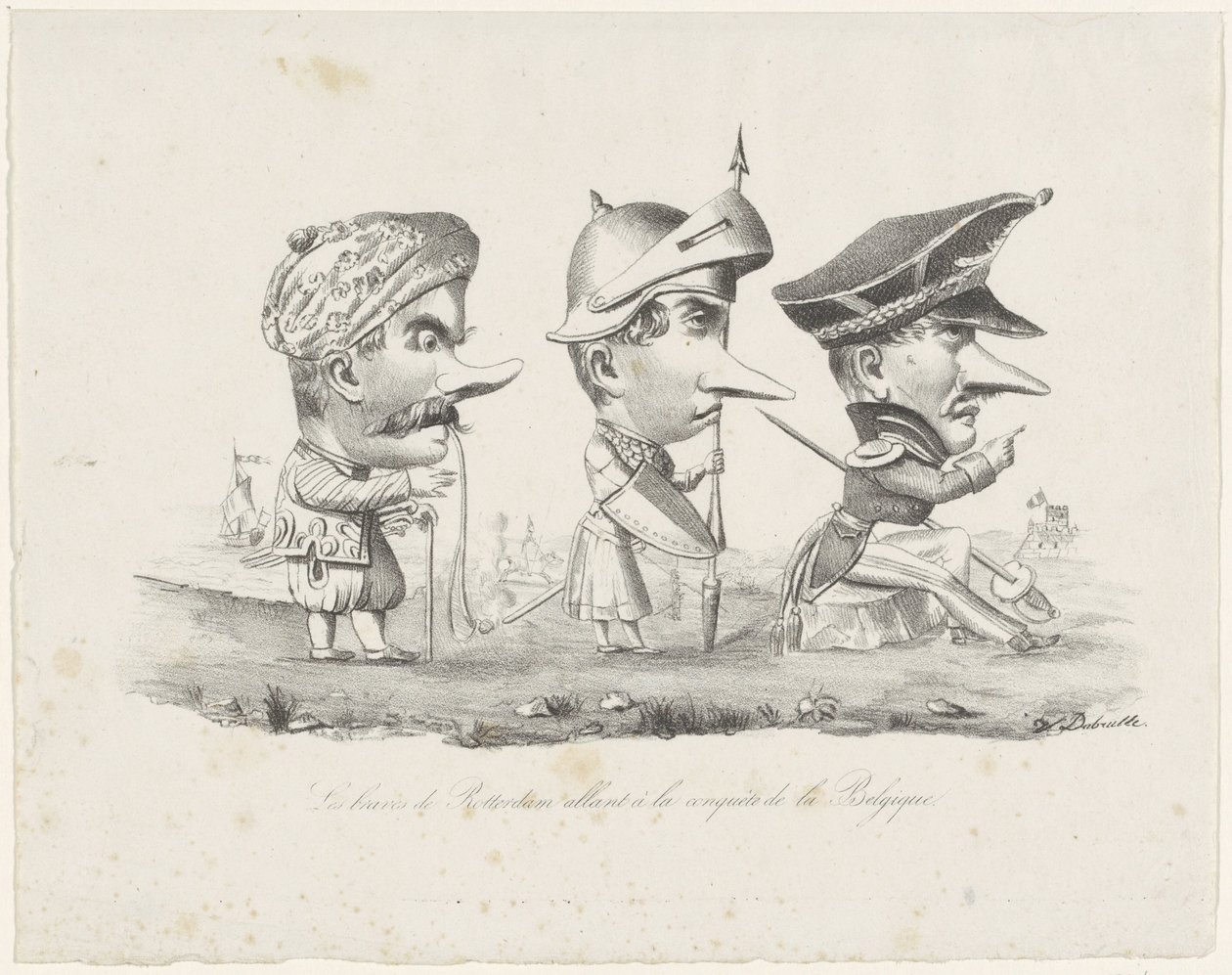 Caricatura della milizia di Rotterdam, 1830 da V. Dubrulle
