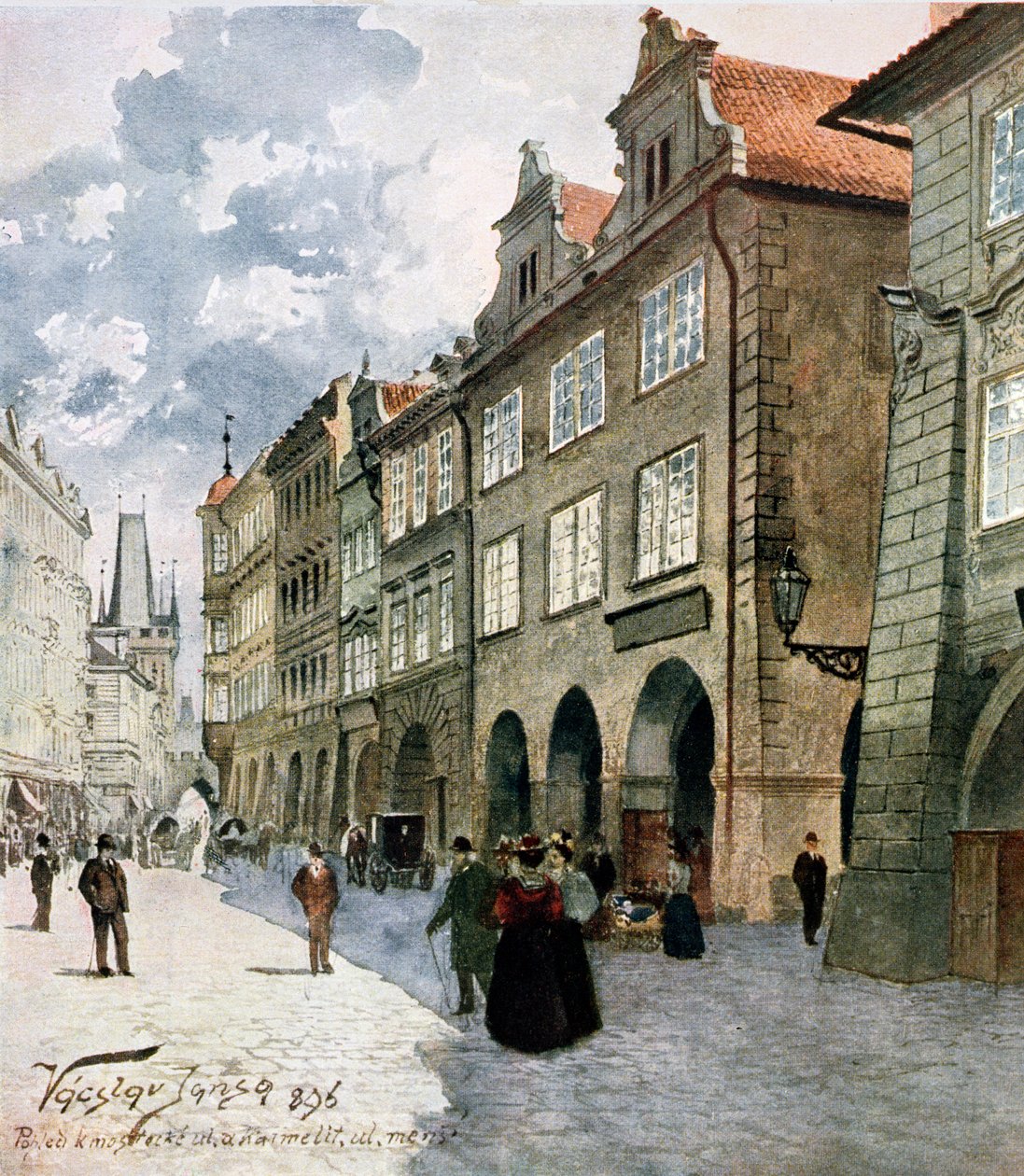 Ulice k Mostu, Mala Strana, Praga, illustrazione da 