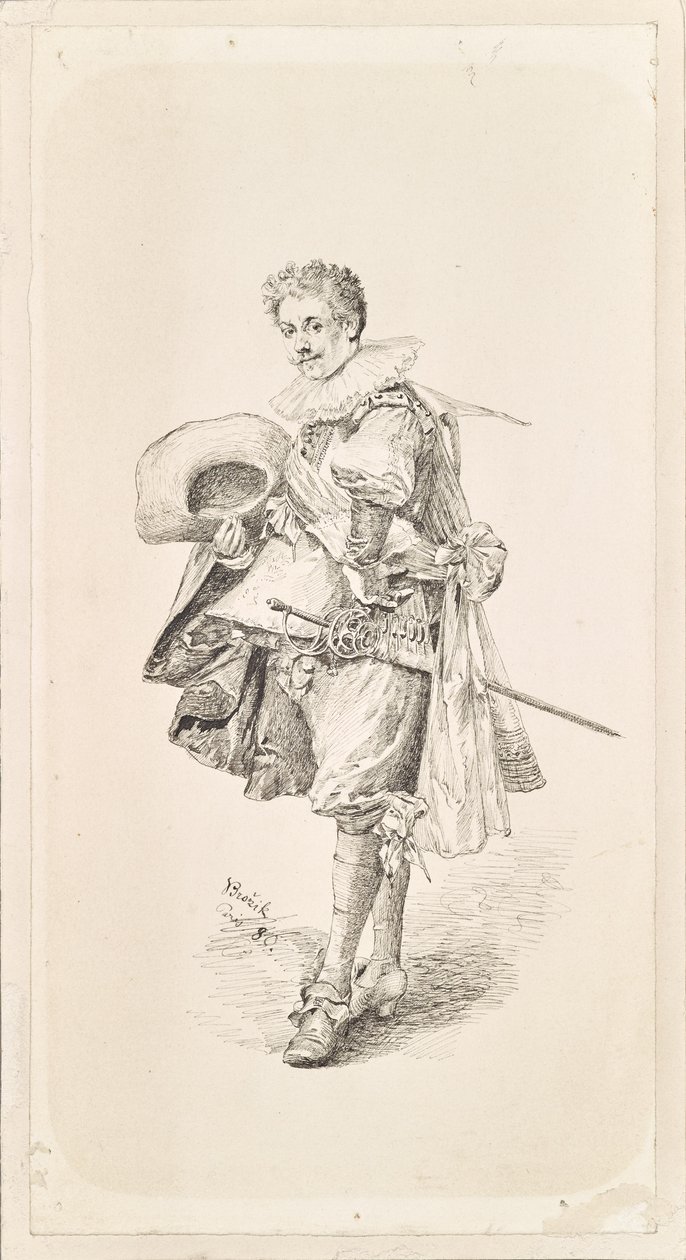Gentiluomo in costume rinascimentale e gorgiera da Vaclav Brozik