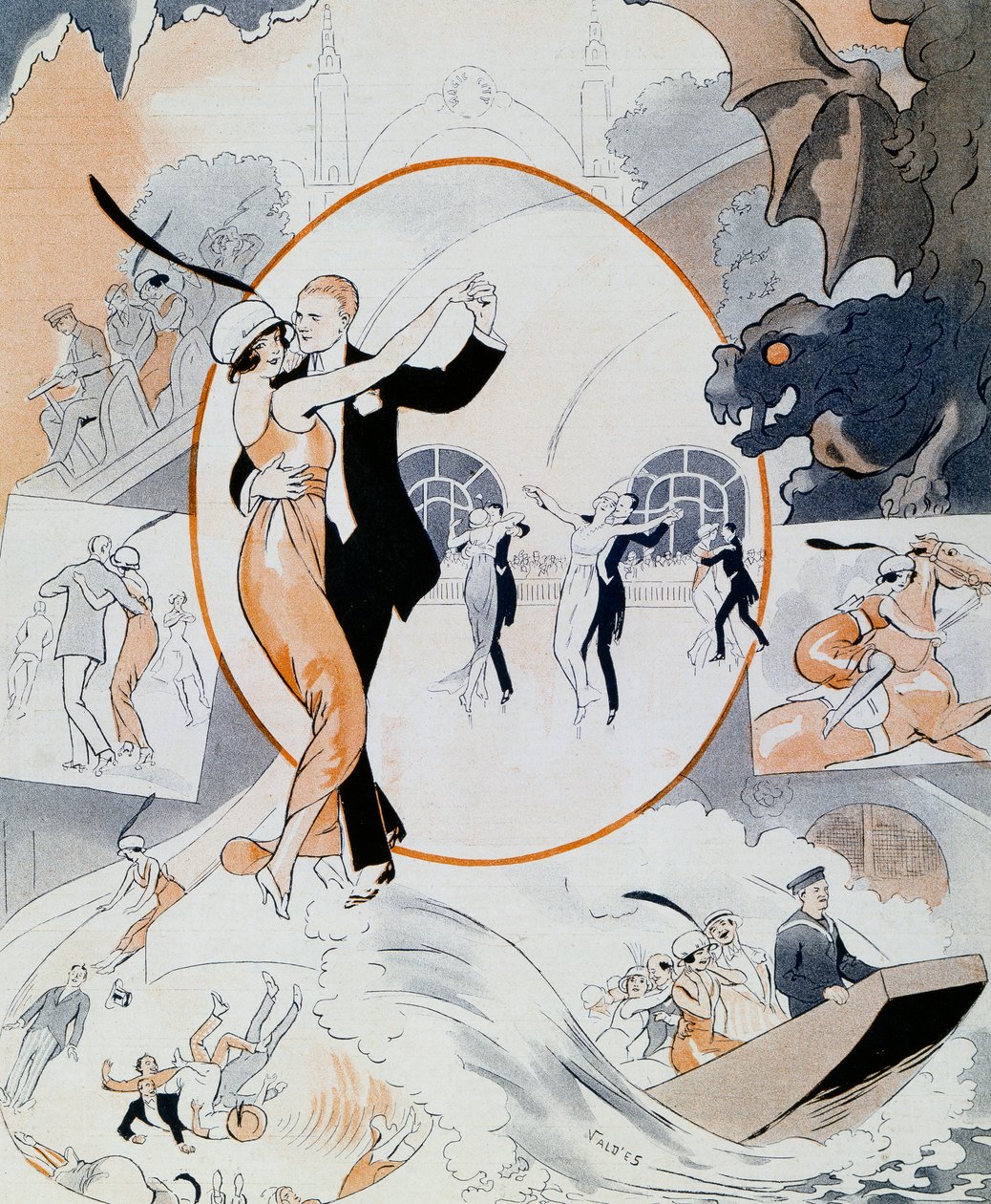 Scena di ballo, dalla rivista La Vie Parisienne, Francia da Vald
