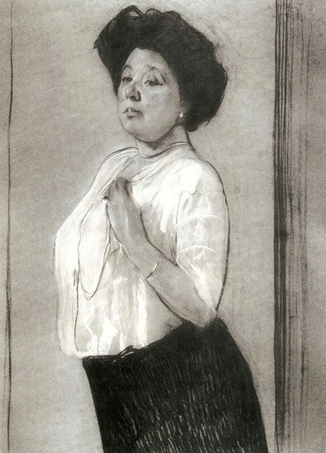 Ritratto di Nadezhda Lamanova da Valentin Aleksandrovich Serov