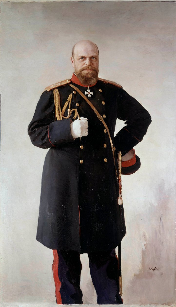 Ritratto a figura intera di Alessandro III (1845-1895), imperatore di Russia (dettaglio) da Valentin Aleksandrovich Serov