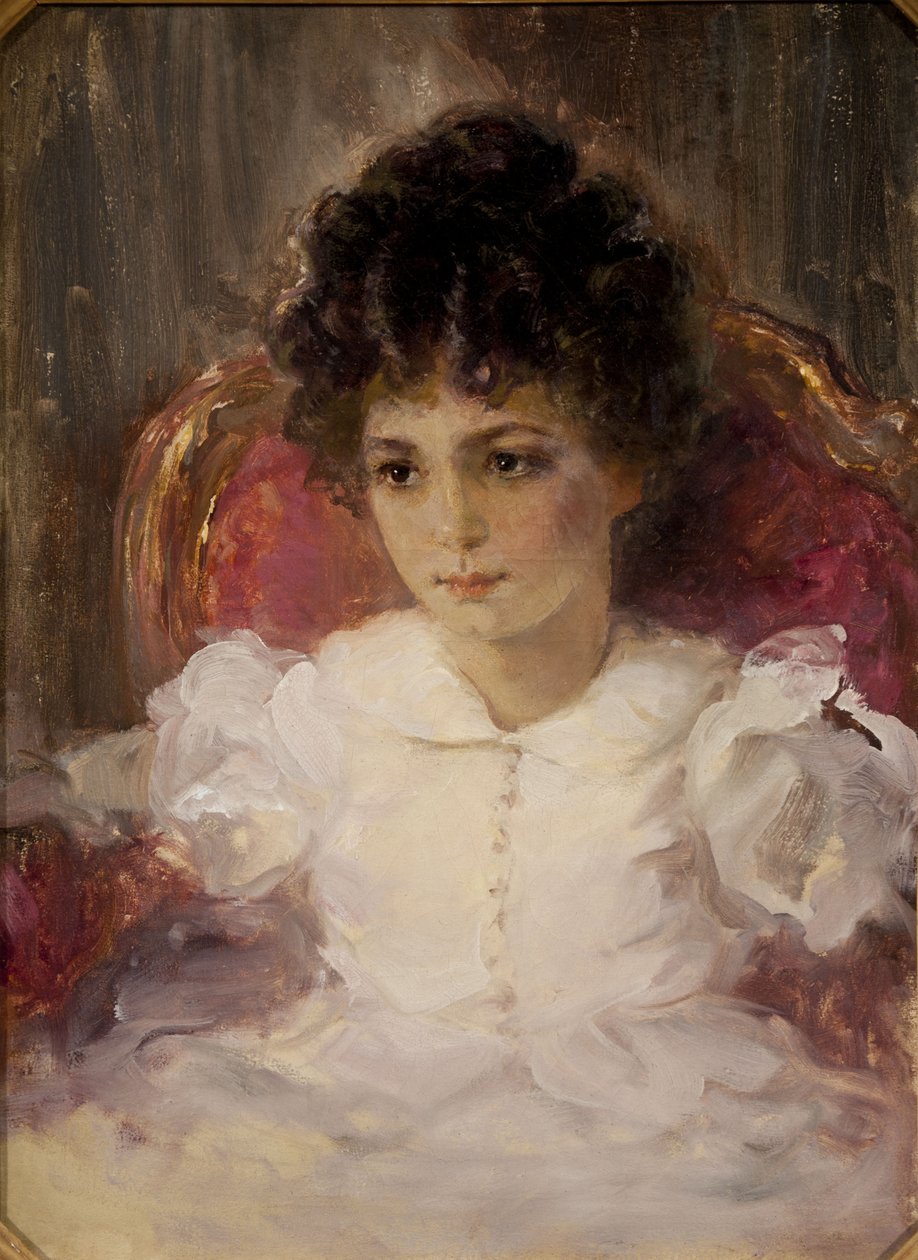 Ritratto di Tatyana Sergeevna Khokhlova, nata Botkina, da bambina da Valentin Aleksandrovich Serov