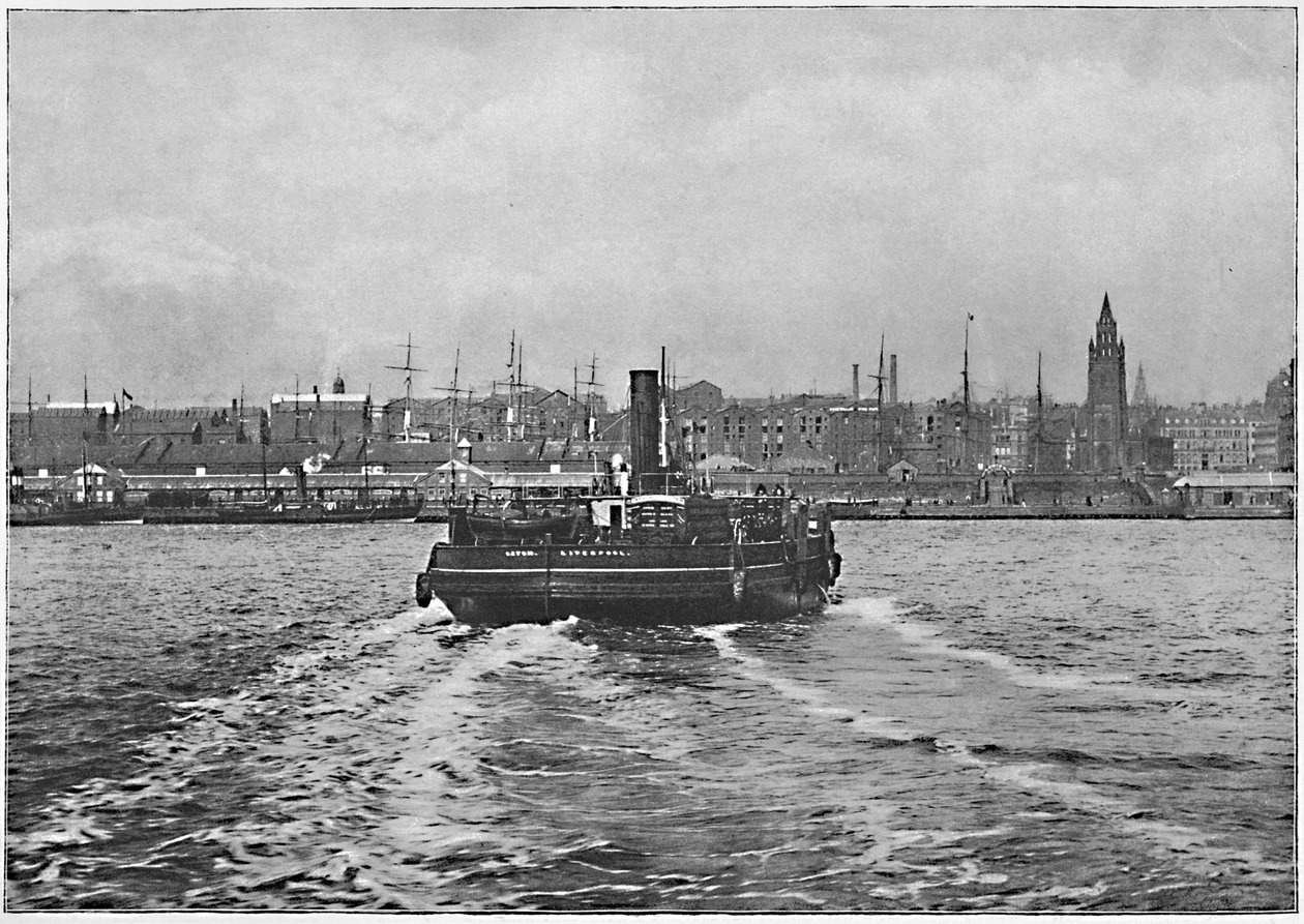 Liverpool, dal Mersey, c1896 da Valentine and Sons Ltd