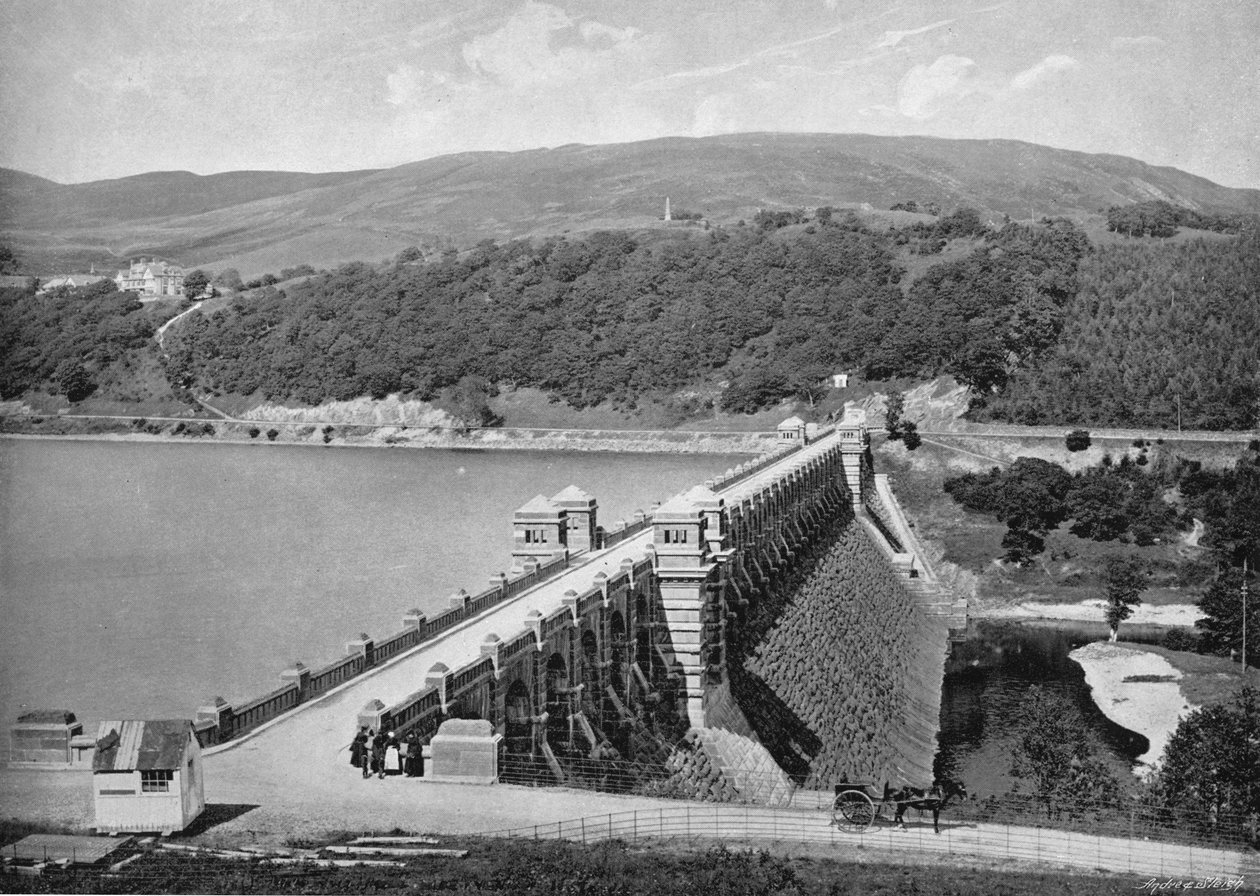 La diga, Lago Vyrnwy, c1896 da Valentine and Sons Ltd