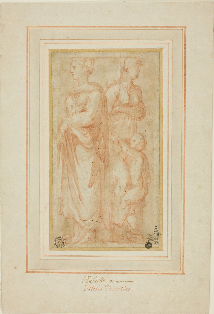 Due figure femminili con bambino da Valerio Belli