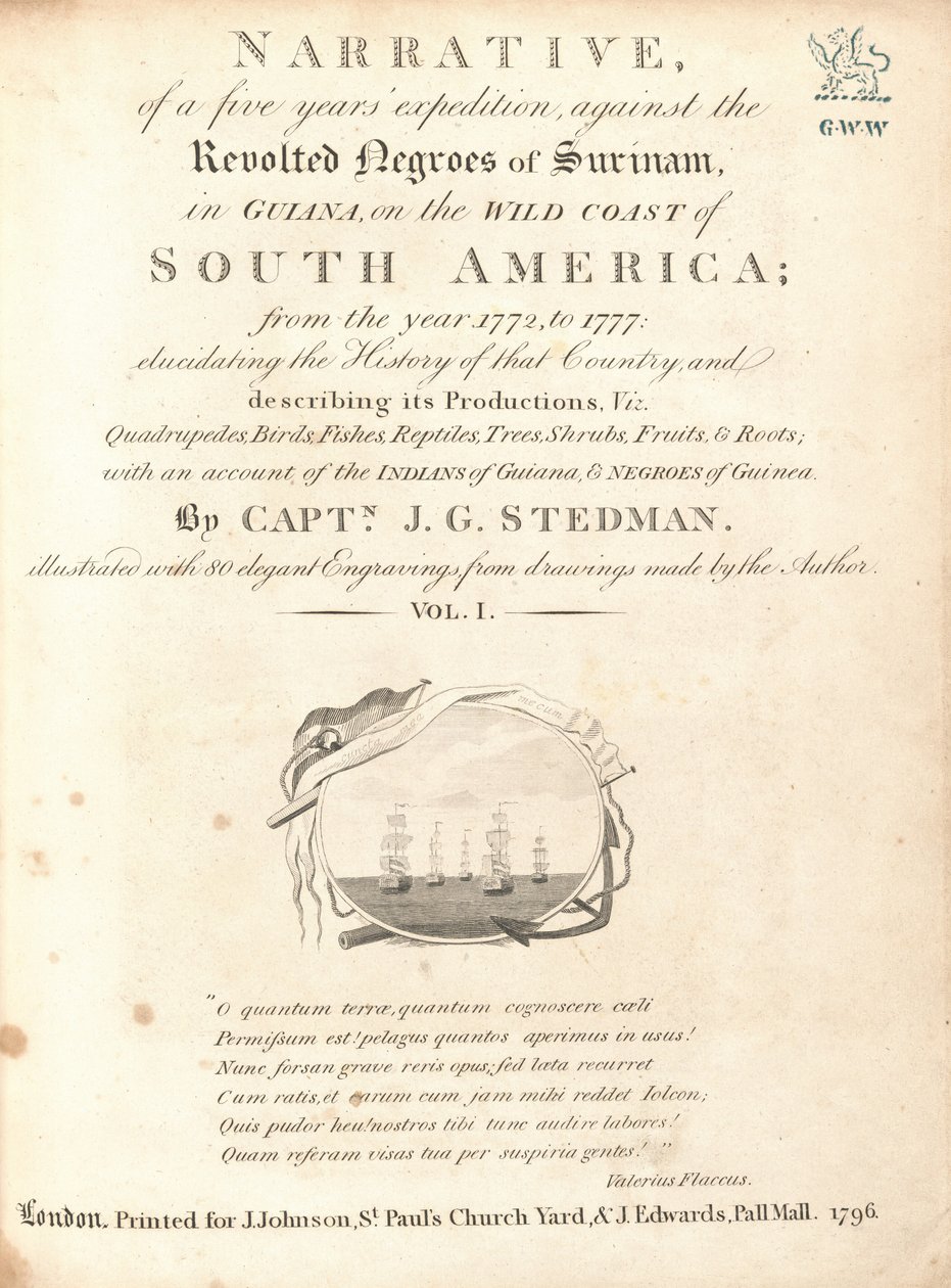 Narrativa di una spedizione di cinque anni contro i negri ribelli del Suriname, in Guiana, sulla costa selvaggia del Sud America (volume I) da Various Artists, including William Blake, after John Gabriel Stedman