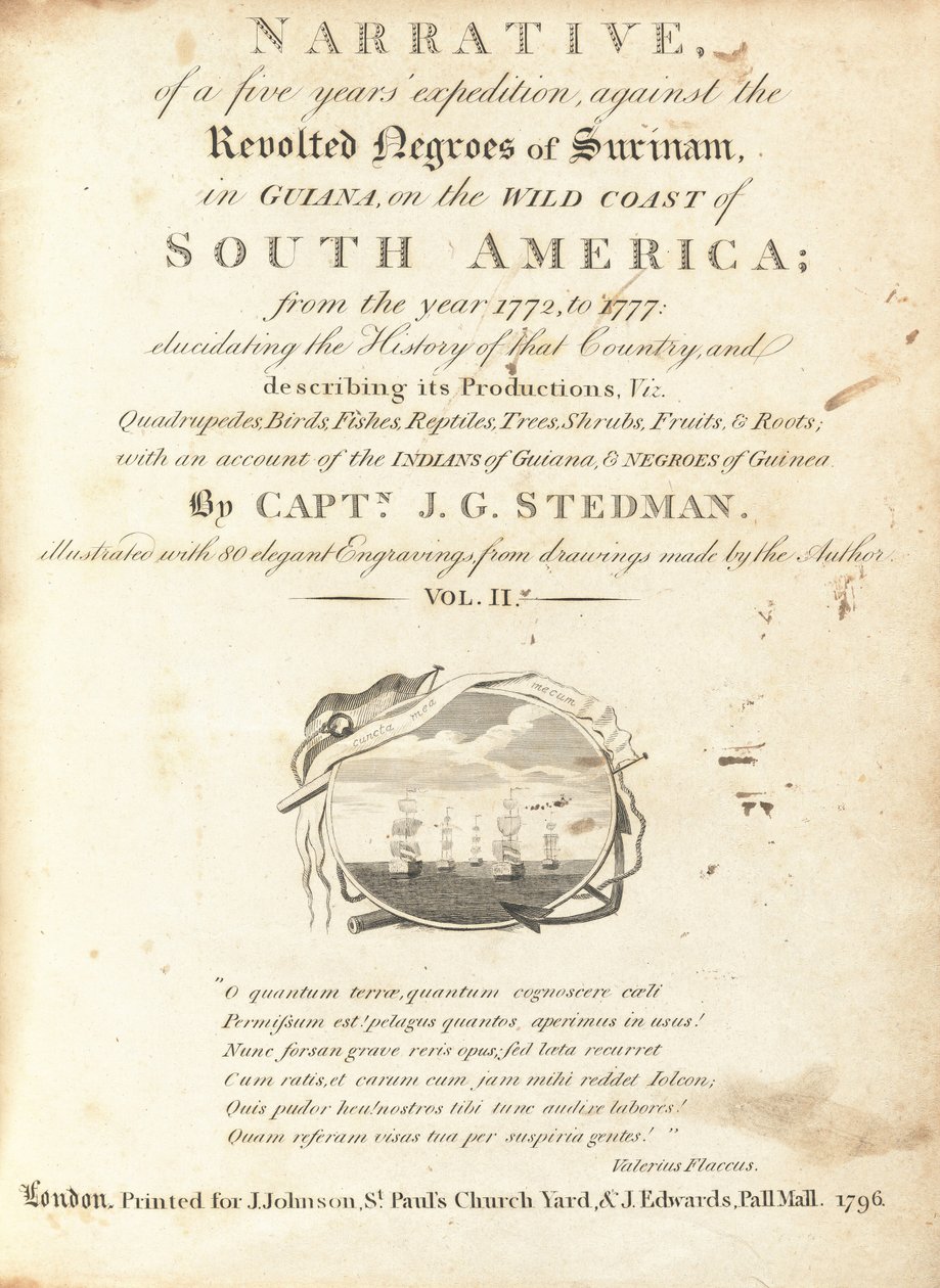 Narrativa di una Spedizione di Cinque Anni contro i Negri Rivoltosi del Suriname, in Guiana, sulla Costa Selvaggia del Sud America (volume II) da Various Artists, including William Blake, after John Gabriel Stedman