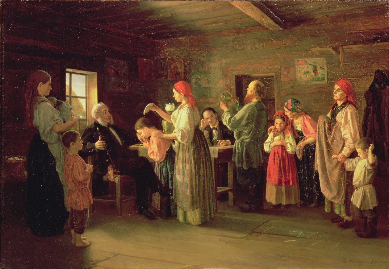 Ispezione di una casa per bambini, 1866 da Vasili Efimovich Kallistov