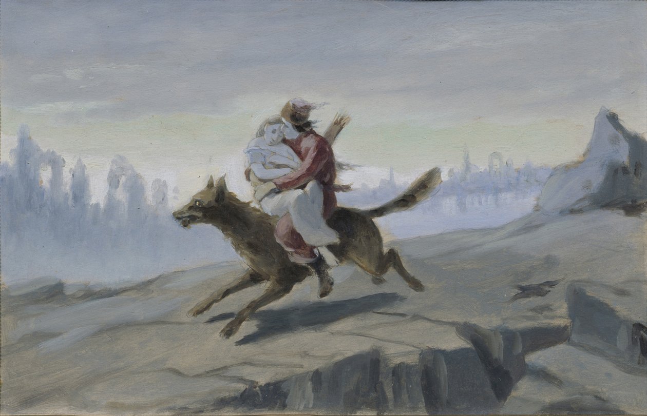 Ivan Tsarevich che cavalca il Lupo Grigio, Fine 1870 - Inizio 1880 da Vasili Grigorevich Perov