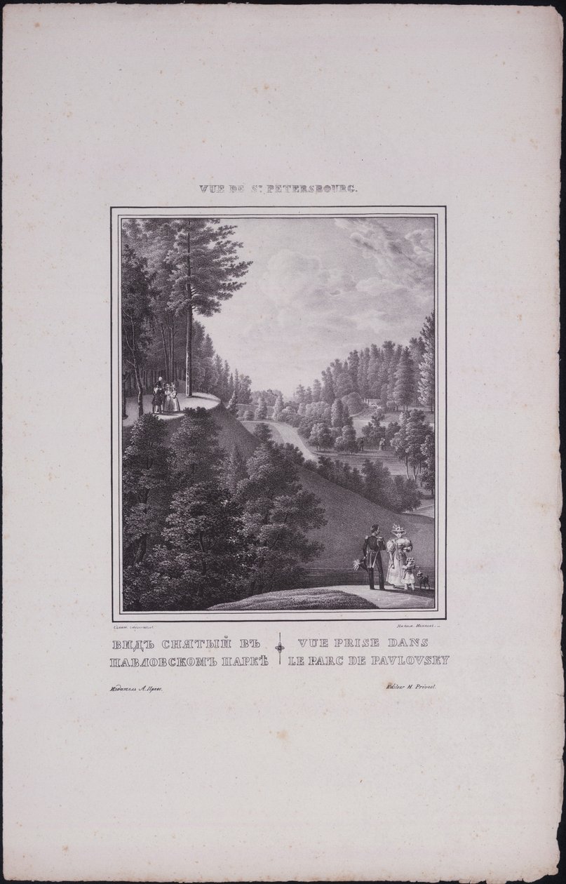 Vedute di San Pietroburgo. Veduta del parco di Pavlovsk da Vasili Semenovich Sadovnikov