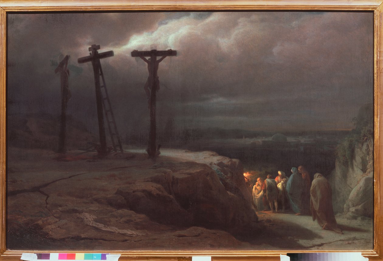 La notte al Calvario - Dipinto di Vasili Petrovich Vereshchagin (Vassili Verechtchaguine) da Vasili Vasilievich Vereshchagin