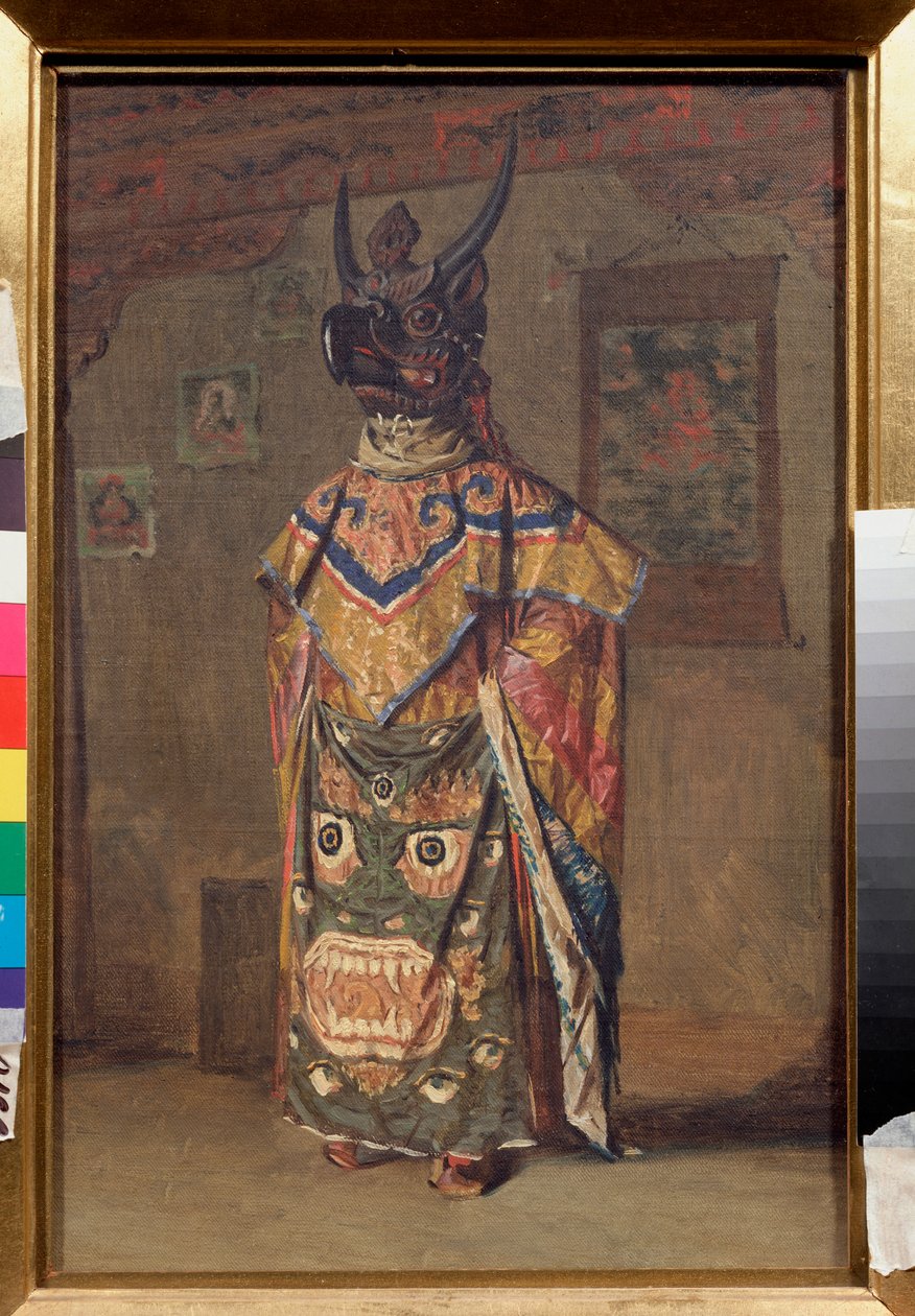 Un lama a una festa buddista nel monastero di Rumtek a Sikkim da Vasili Vasilievich Vereshchagin