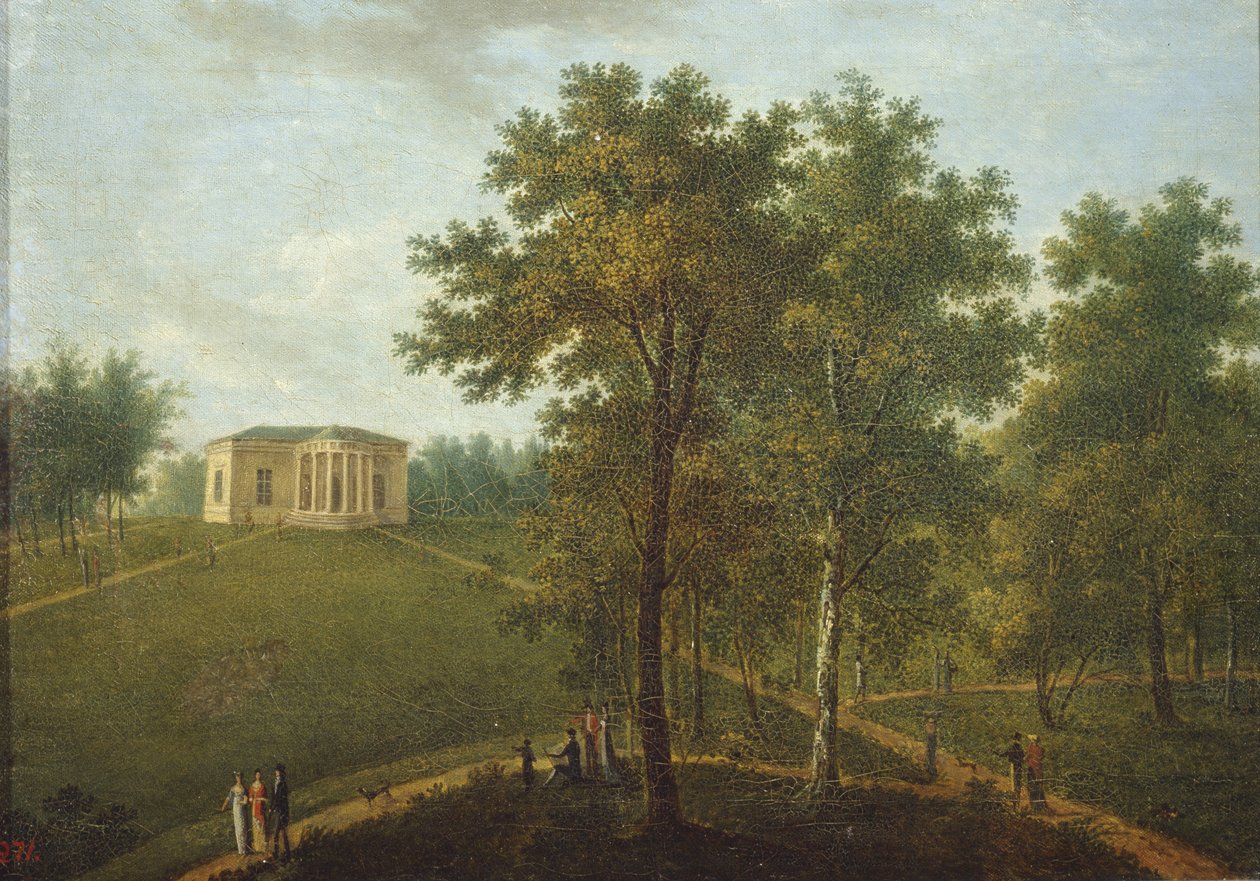 Tempio della Verità. Vista nel Parco della Tenuta Kurakin Nadezhdino, fine anni 1790 da Vasily Petrovich Prichetnikov