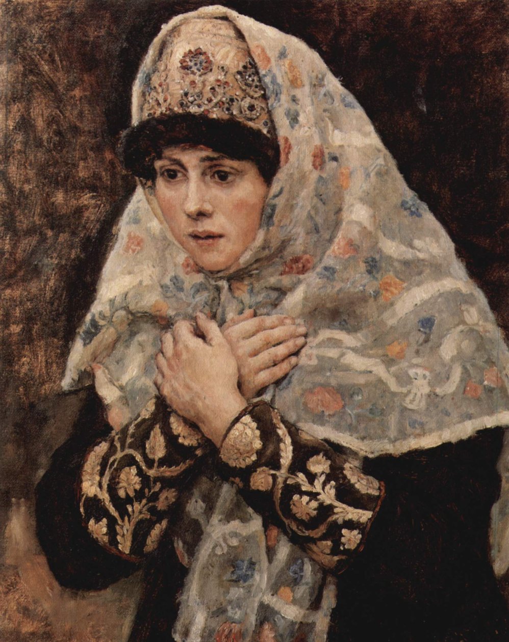 Ragazza boyar con le braccia incrociate da Vasily Surikov
