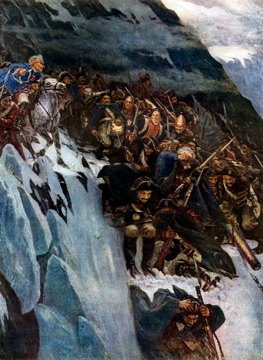 La marcia di Suvorov attraverso le Alpi, 1799, 1899, 1939 da Vasily Surikov
