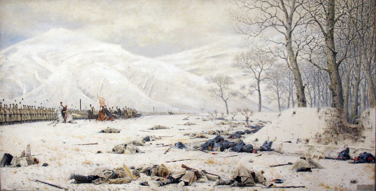 Campo di battaglia al Passo Shipka da Vasily Vereshchagin