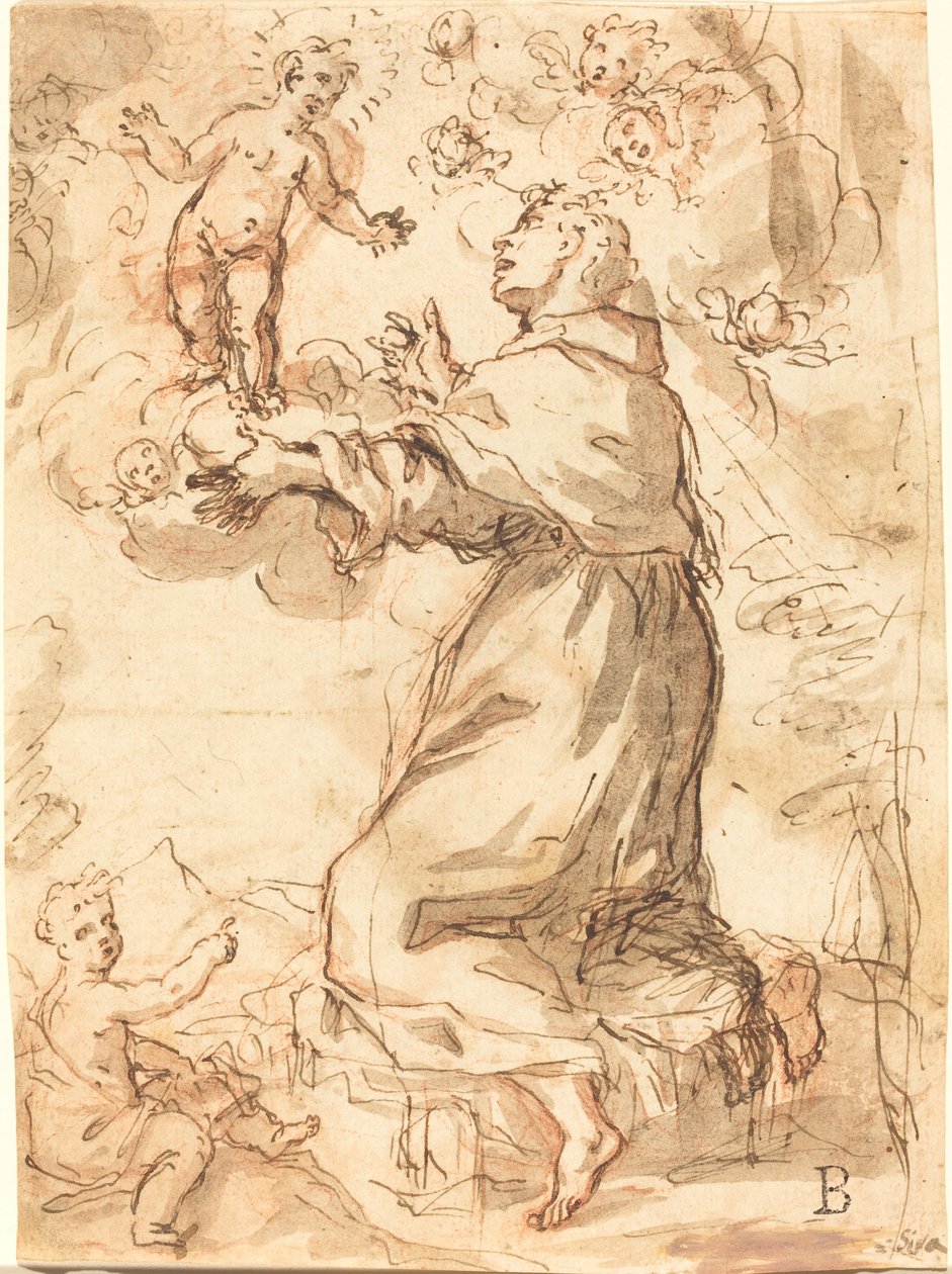 Il Bambino Gesù appare a San Francesco da Venetian 17th Century