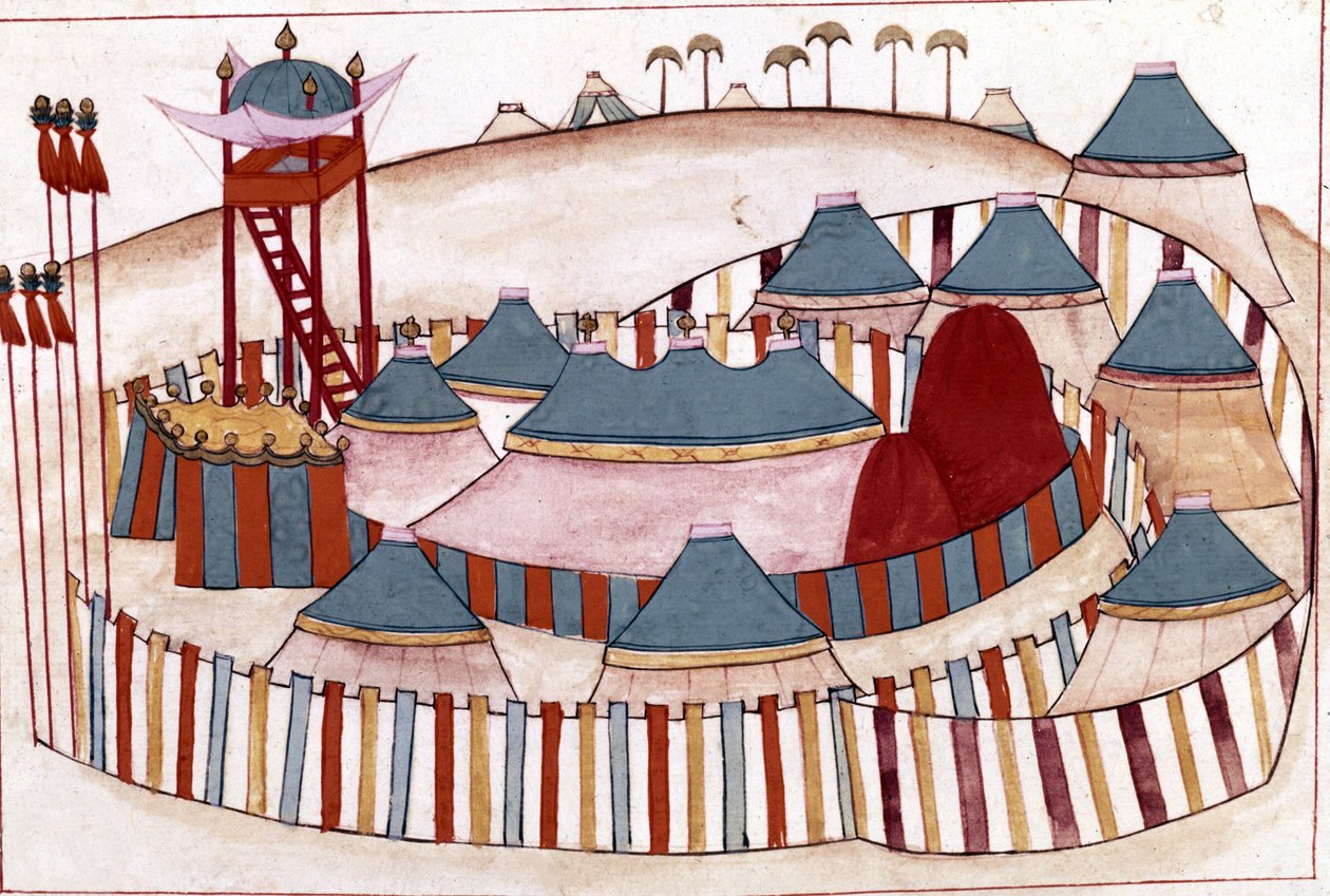 Campo ottomano. Miniatura da ""Memorie Turche"" (codice Cicogna 1971 ""Memorie Turchesche""). Acquerello della scuola veneziana del XVII secolo. da Venetian School