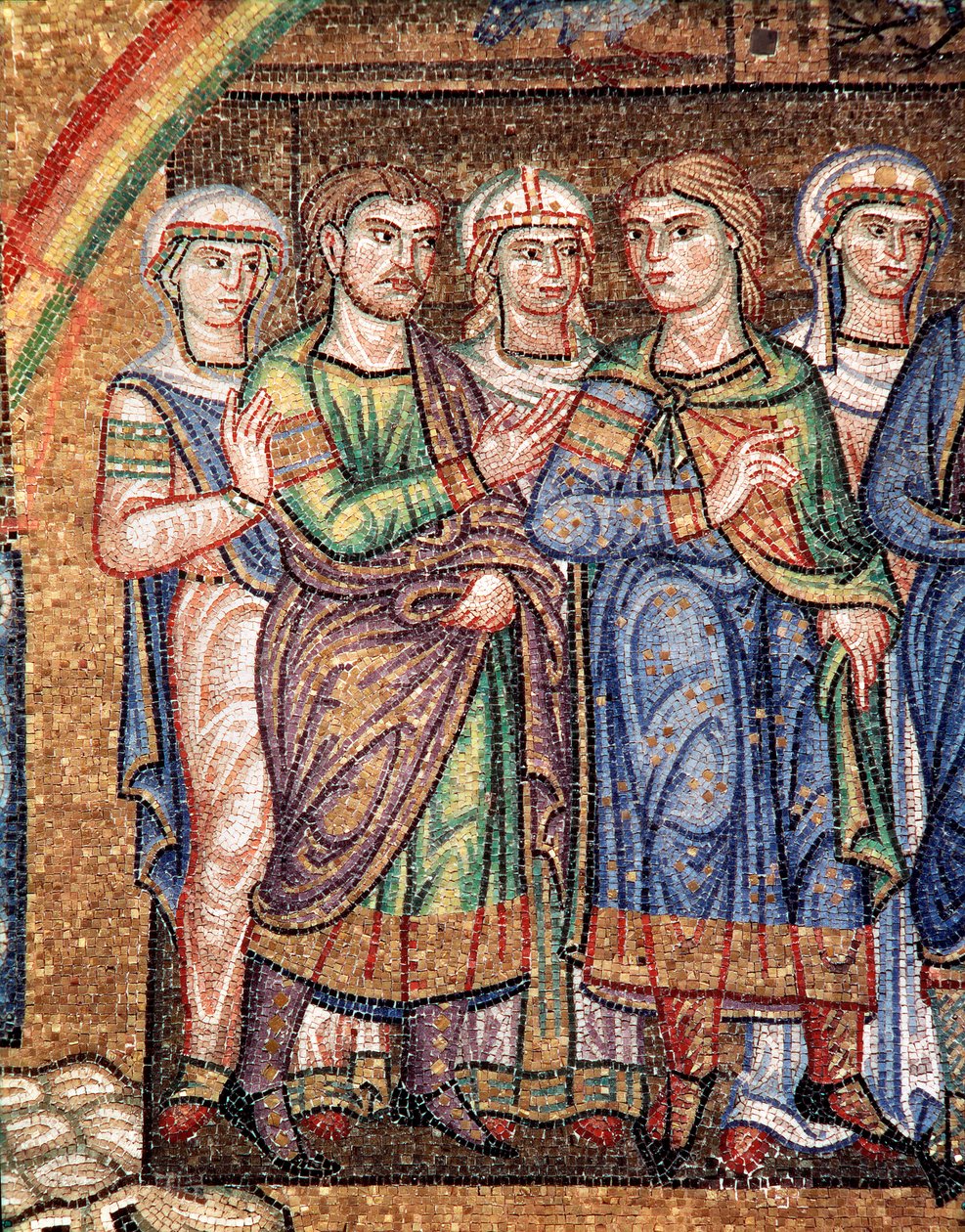 Vita di Noè, i figli di Noè (dettaglio del mosaico) da Veneto Byzantine School
