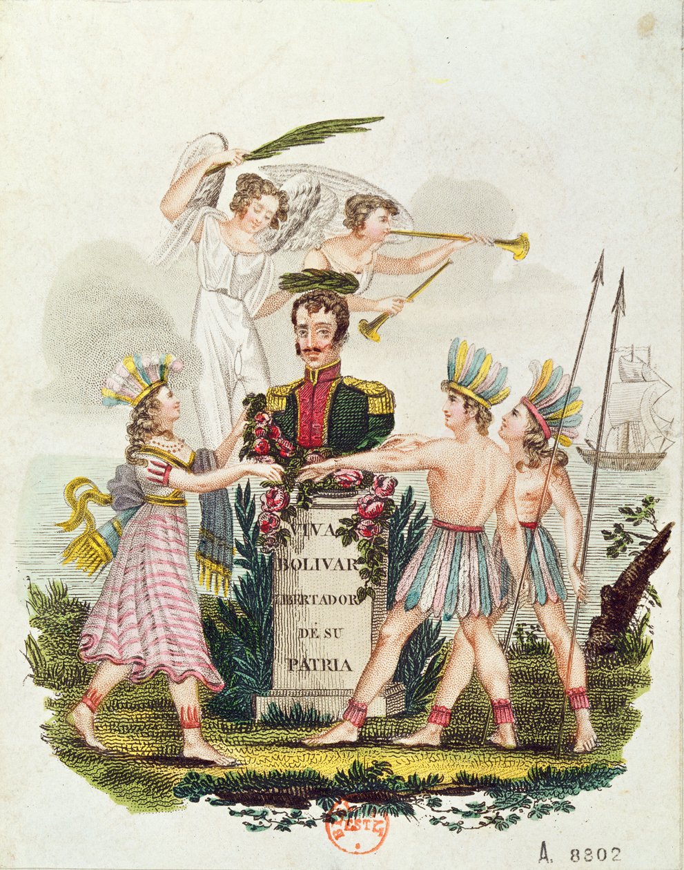 Immagine popolare che esalta Bolivar, c.1840 da Venezuelan School