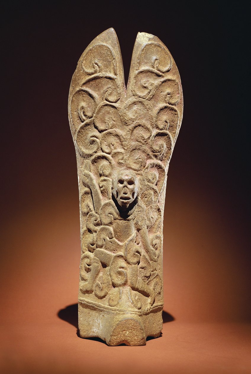 Palma con figura di testa scheletrica, Messico da Veracruz