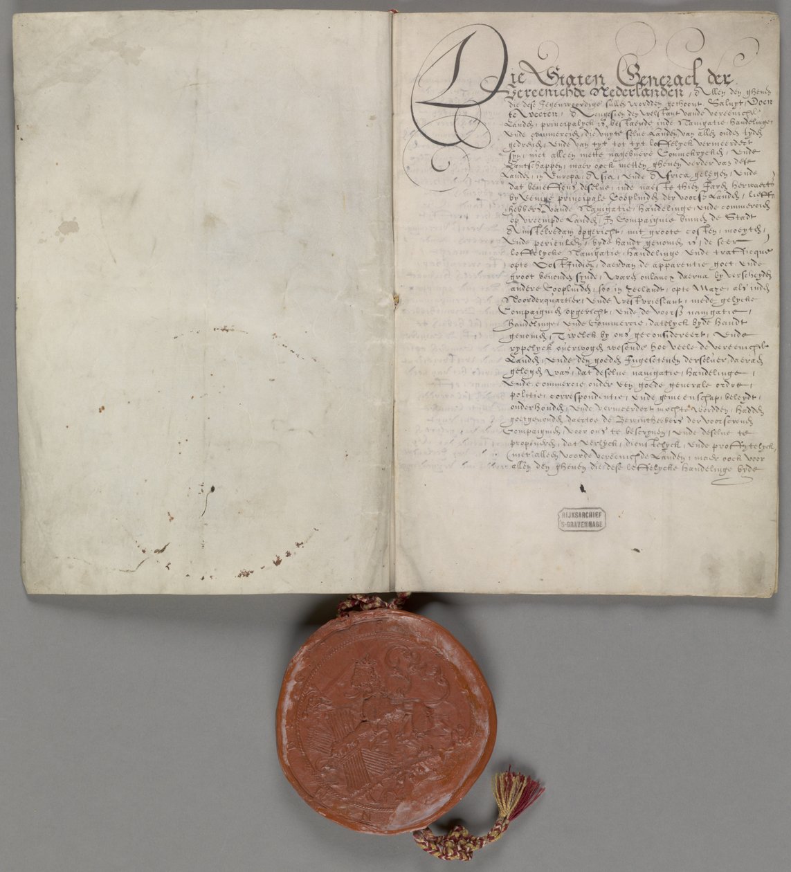 Concessione di monopolio da parte degli Stati Generali per il commercio esclusivo a est del Capo di Buona Speranza e a ovest dello Stretto di Magellano per la durata di 21 anni 1602 1 carta da Verenigde Oostindische Compagnie