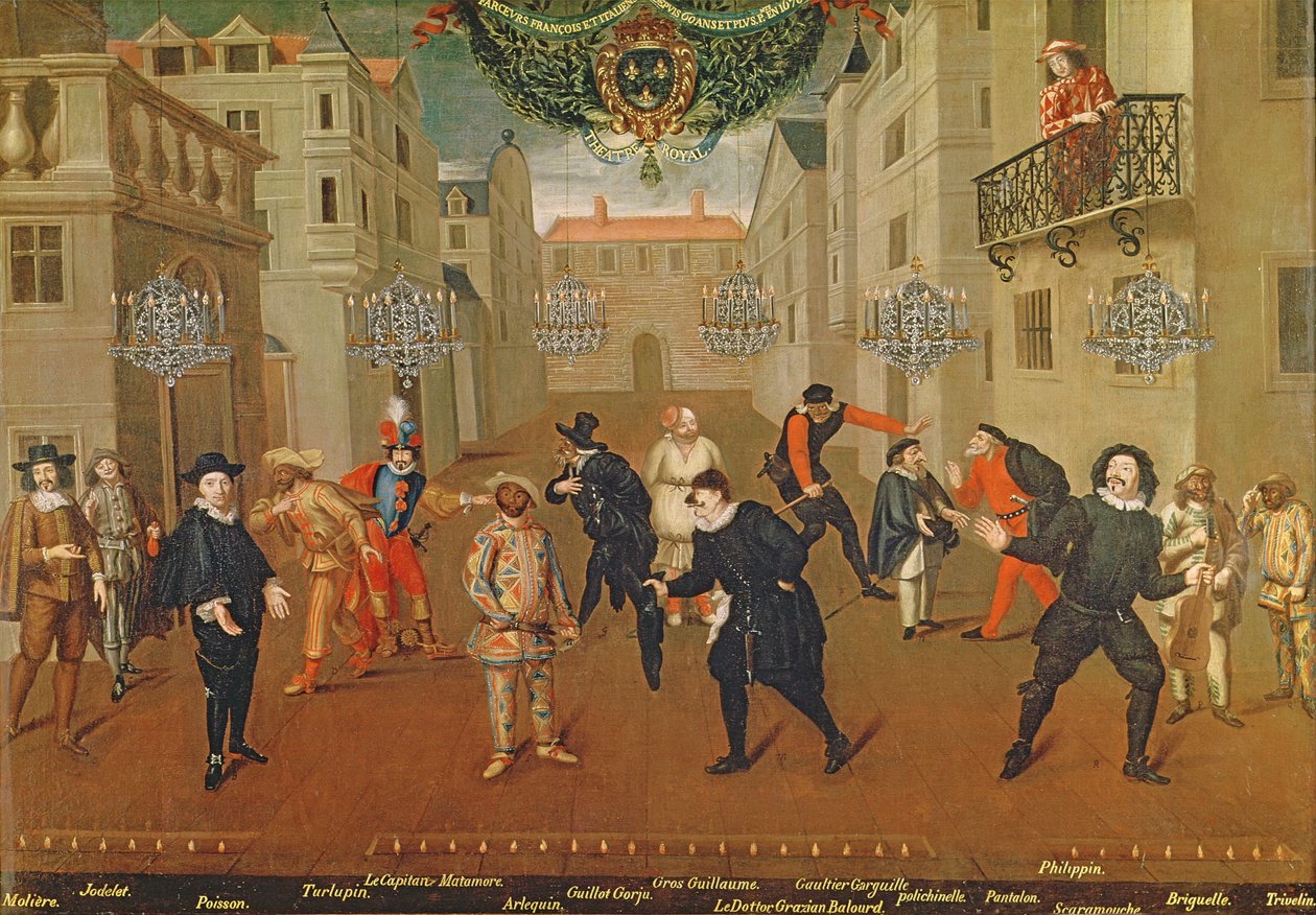 Comici italiani e francesi che recitano in farse, 1670 da Verio