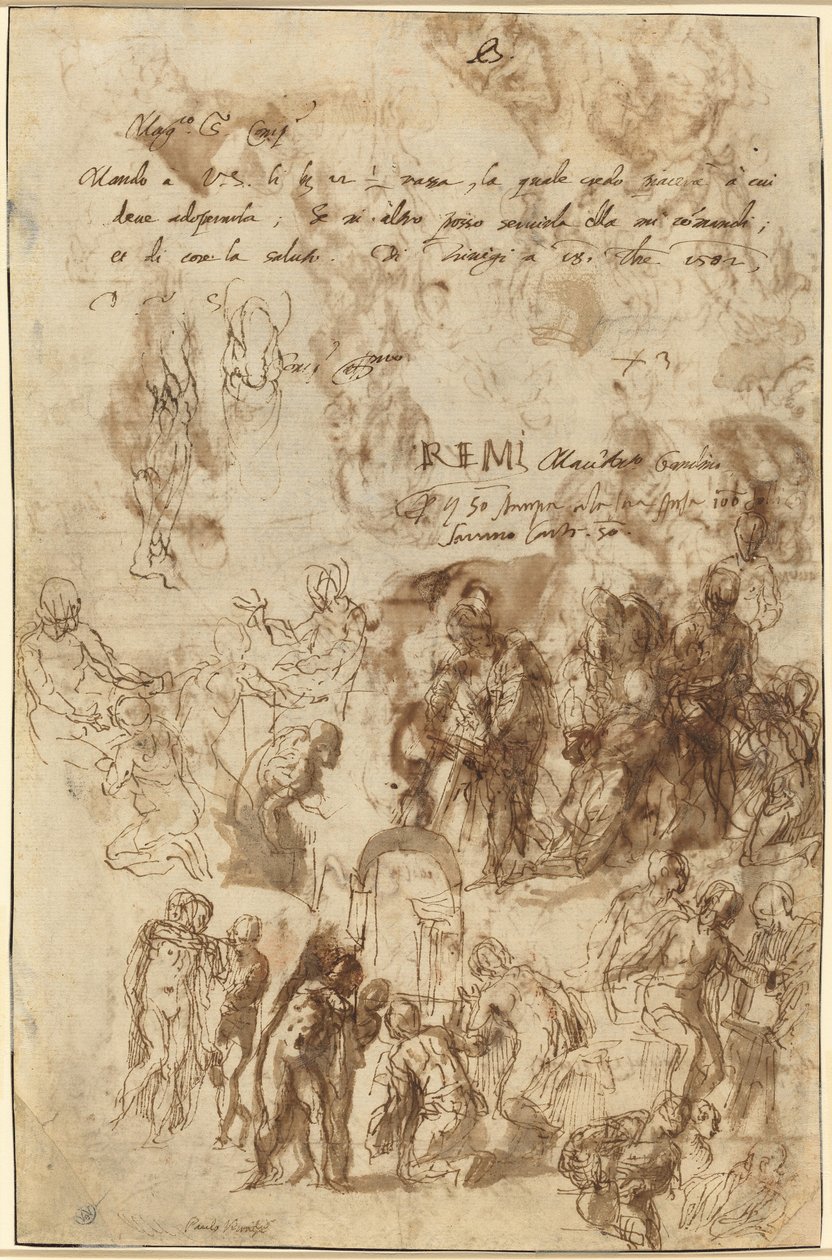 Studi per la Resurrezione di Lazzaro e Altre Composizioni (verso) da Veronese