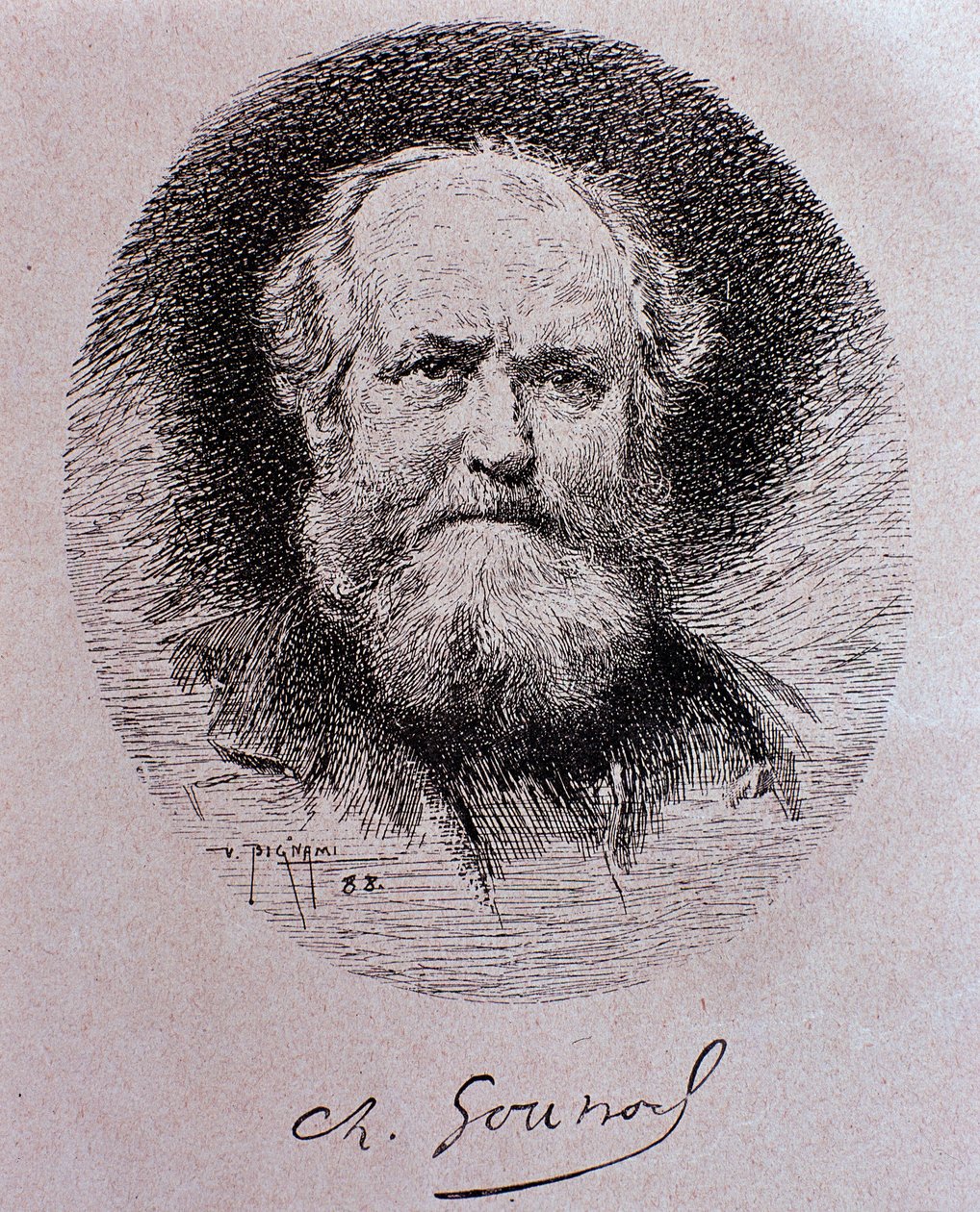 Ritratto di Charles Gounod (disegno) da Vespasiano Bignami
