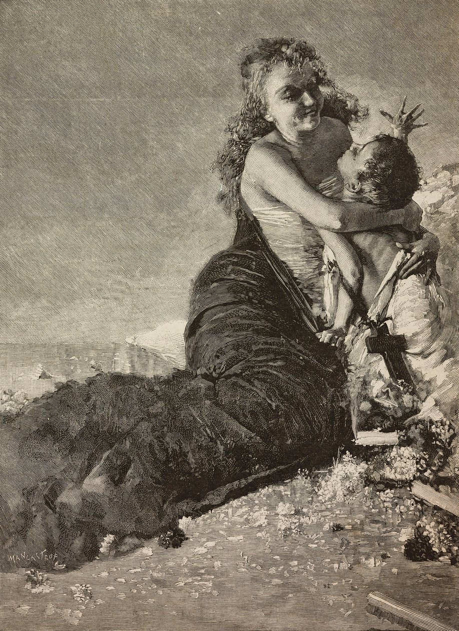 Rinascimento, madre con bambino, da dipinto di Vincenzo Irolli da Vicenzo (after) Irolli