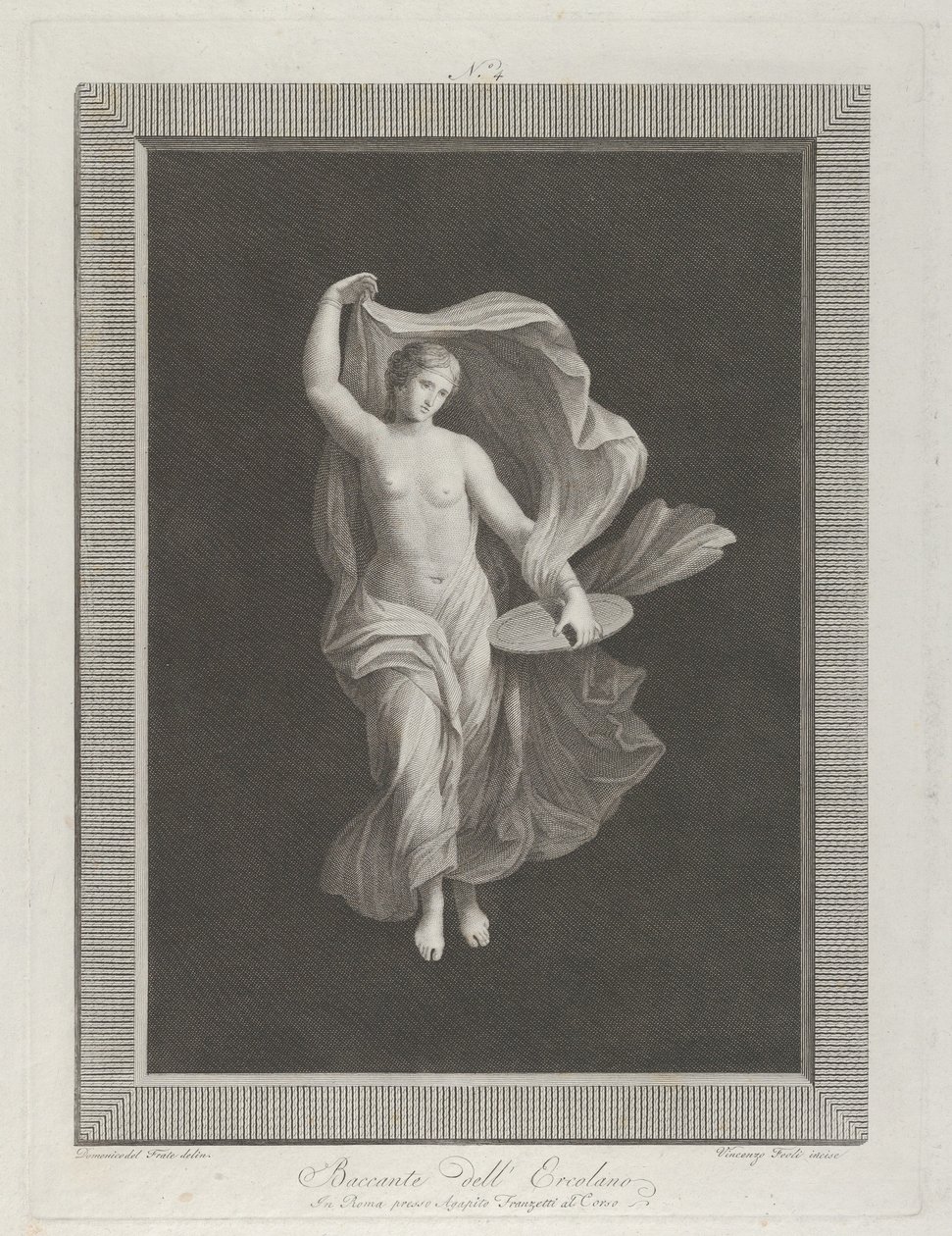 Una baccante parzialmente nuda che tiene un disco nella mano sinistra e solleva i suoi abiti, ca. 1795-1820 da Vicenzo Feoli