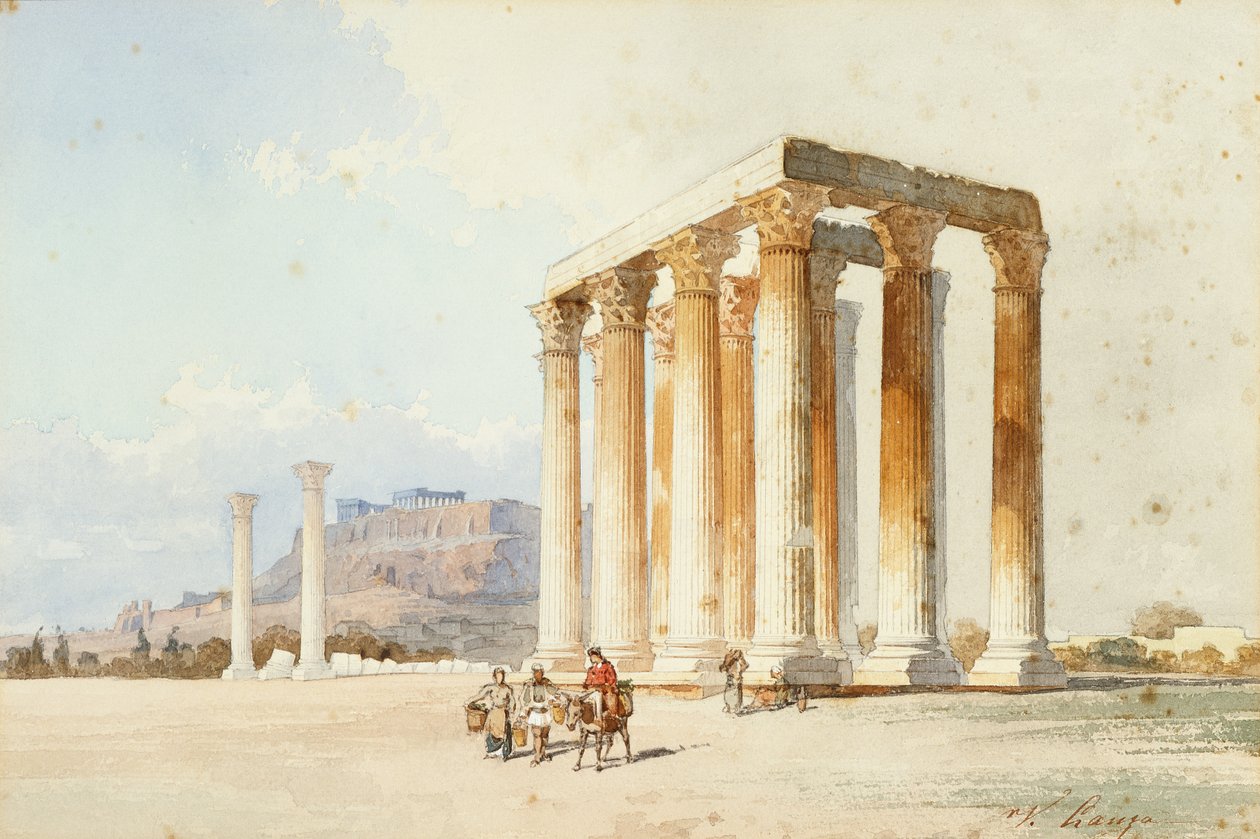 Tempio di Zeus con Acropoli, Partenone, Atene da Vicenzo Lanza