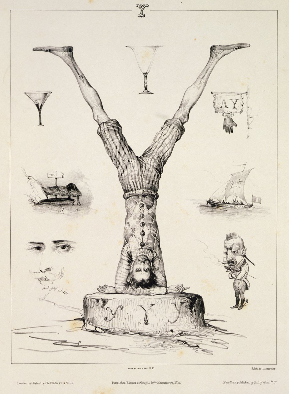 Lettera Y da un abbecedario, inciso da Lemercier, 1832 da Victor Adam