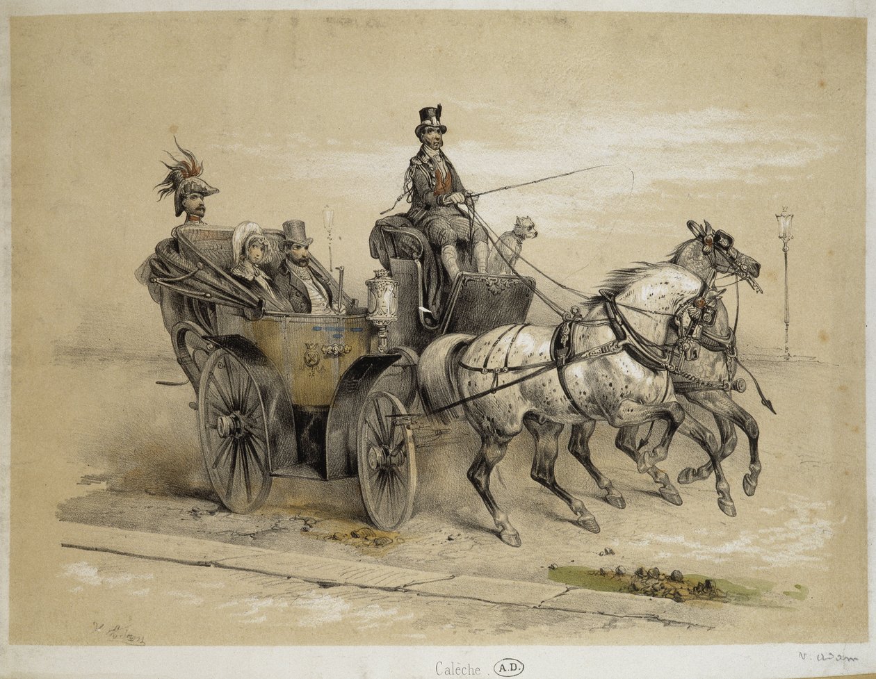Carrozza - Litografia di Adam, ca. 1840 da Victor Adam