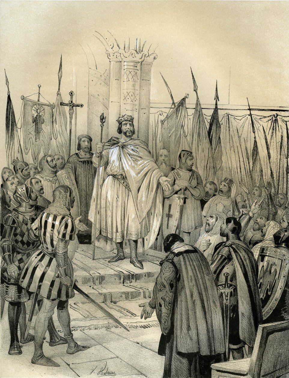 Incoronazione di Ugo Capeto (941-996) a Noyon nel 987. Questa incoronazione segnò l