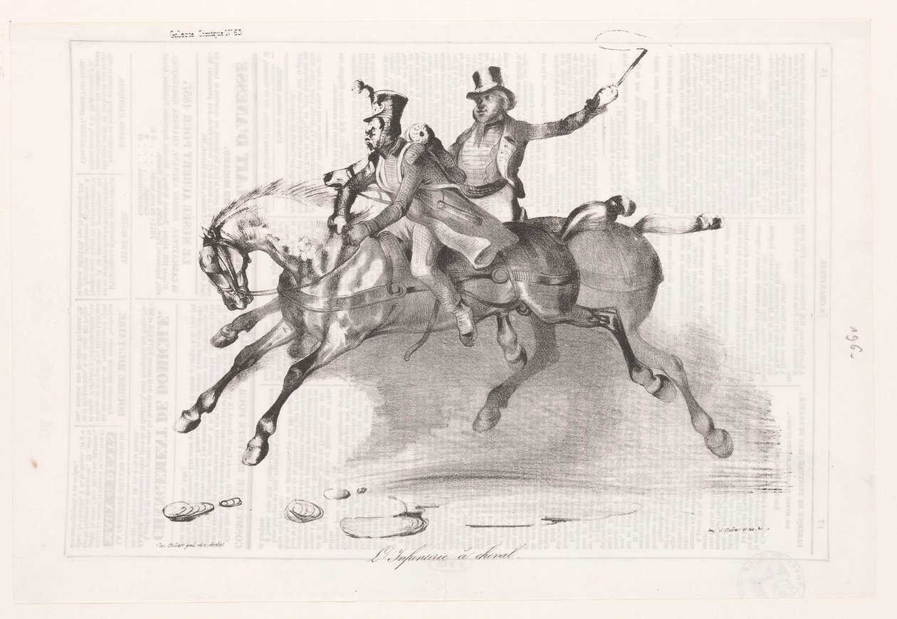 Caricatura della fanteria a cavallo da Victor Adam