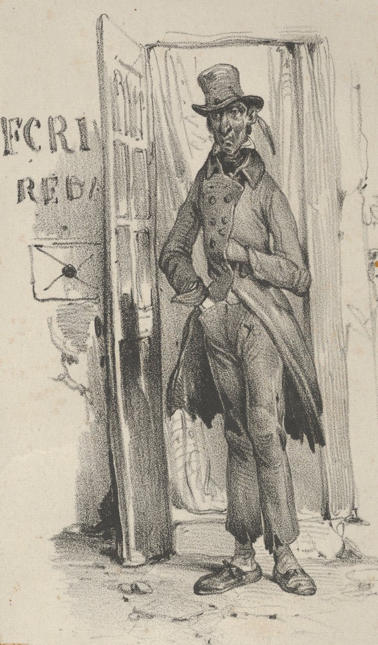 Uomo in piedi in una porta, metà del XIX secolo da Victor Adam