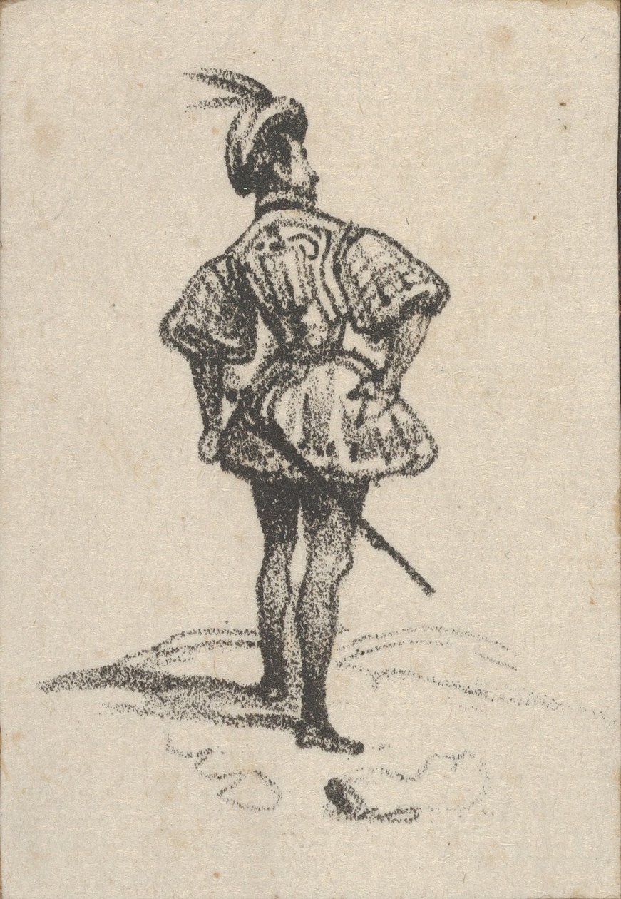 Uomo con spada e cappello piumato, visto da dietro da Victor Adam