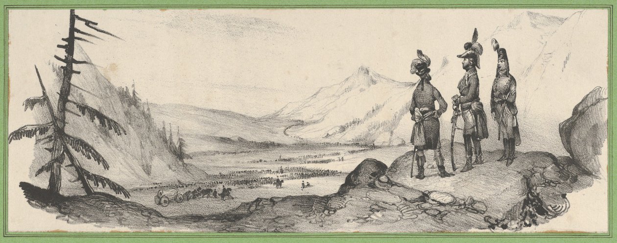 Tre soldati in un paesaggio da Victor Adam