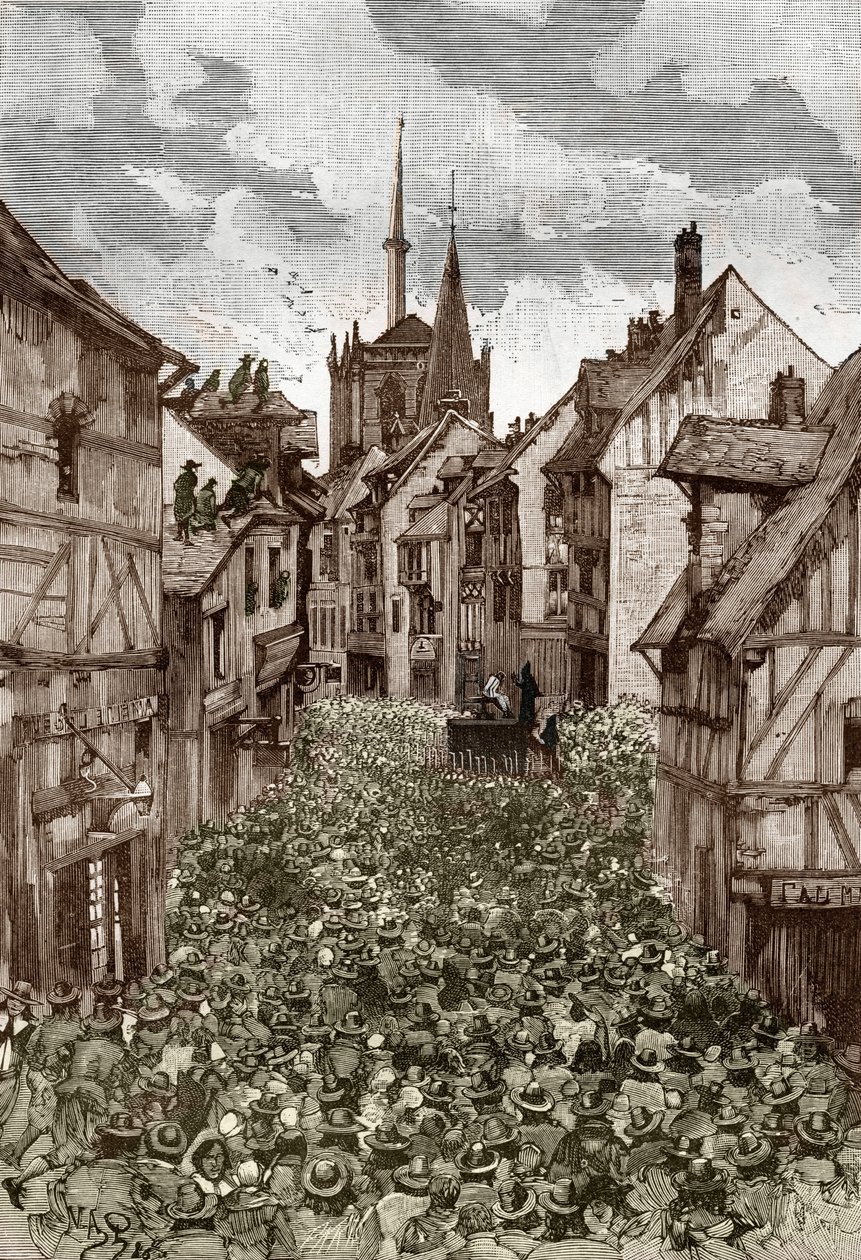 Affare dei posseduti di Loudun (demoni di Loudun) circa 1630: caccia alle streghe, il prete francese Urbain Grandier (1590-1634) che presumibilmente fece un patto con il diavolo e accusato di aver stregato le suore, viene bruciato sul rogo da Victor Armand Poirson