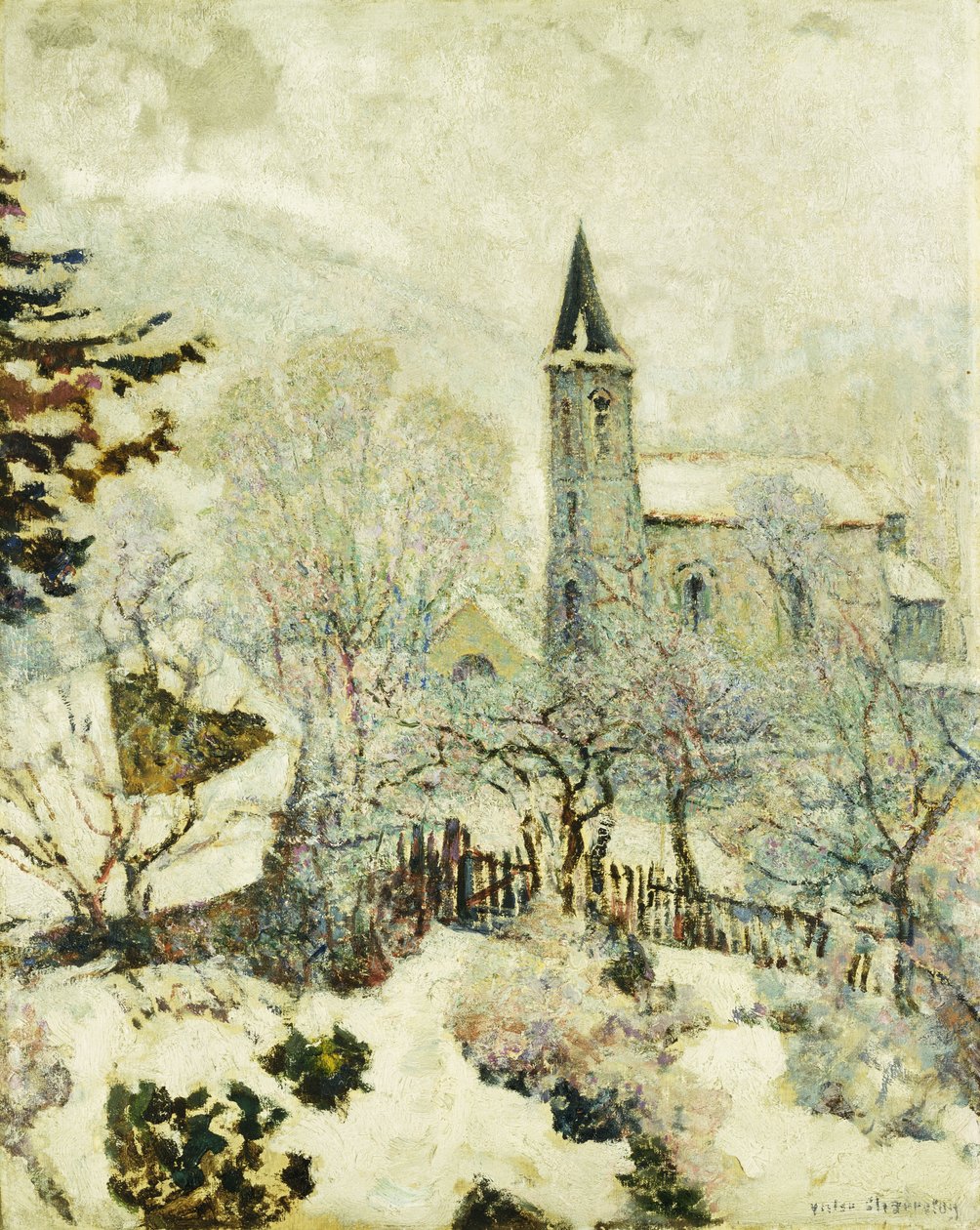 Chiesa di Murol in inverno da Victor Charreton